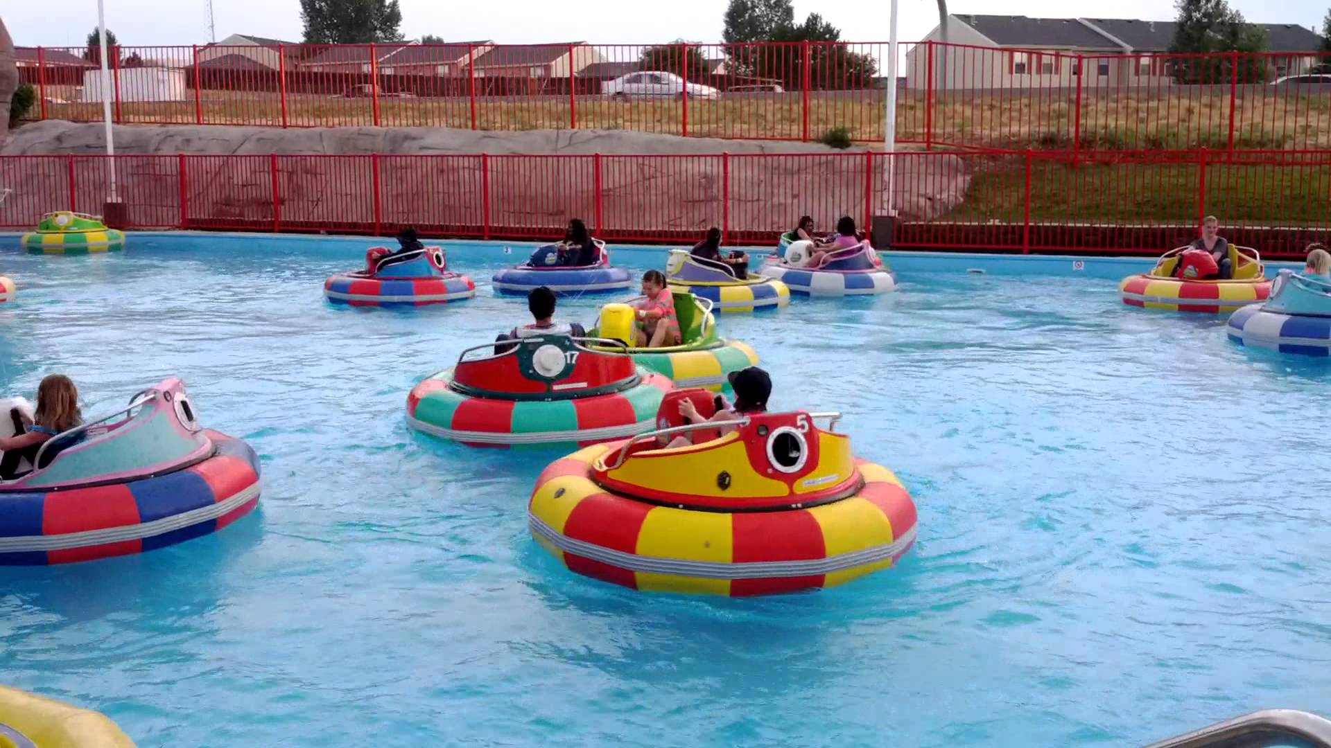 Mikayla, Asuka, and Nadia Riding Bumper Boats